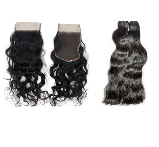 Pack Mèches + Closure Lace 100% Raw Hair Indien (Single Drawn)